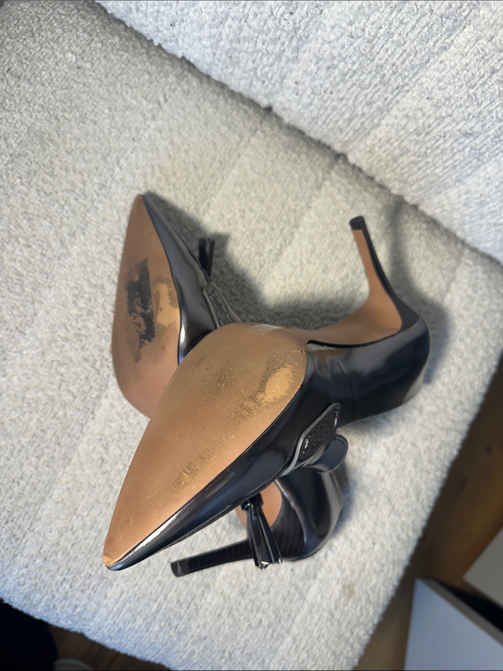 Coach silver Patent Leather Pointed Tassel Loafers heels (Women's) - Picture 9 of 10